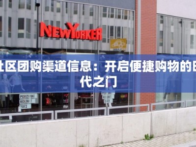 社区团购渠道信息：开启便捷购物的时代之门